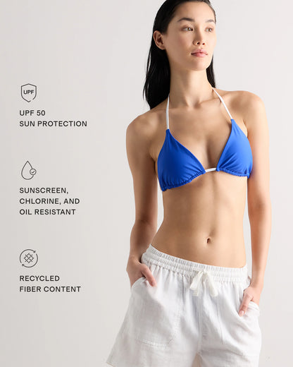 Italian Triangle Bikini Top - XS / Electric Blue Floral