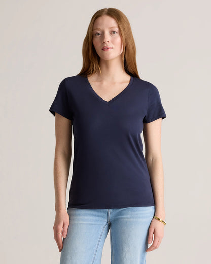 Cotton Modal V-Neck Tee - XS / Navy
