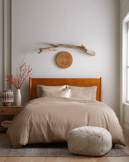 Organic Brushed Cotton Duvet Cover Set - Twin / Toffee