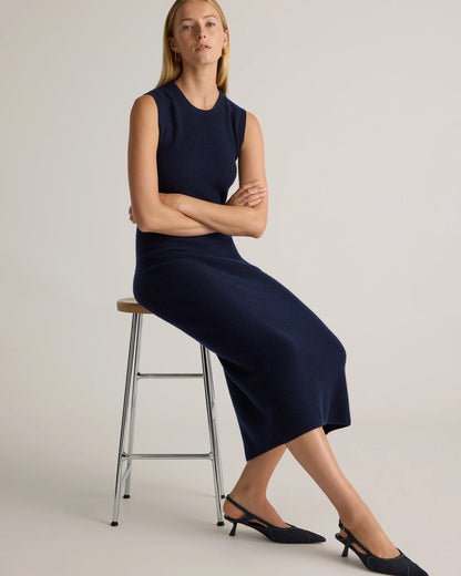 Mongolian Cashmere Sleeveless Midi Sweater Dress - XS / Black