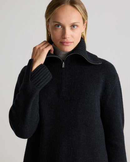 Luxe Baby Cashmere Quarter Zip Sweater - XS / Creamy Cortado