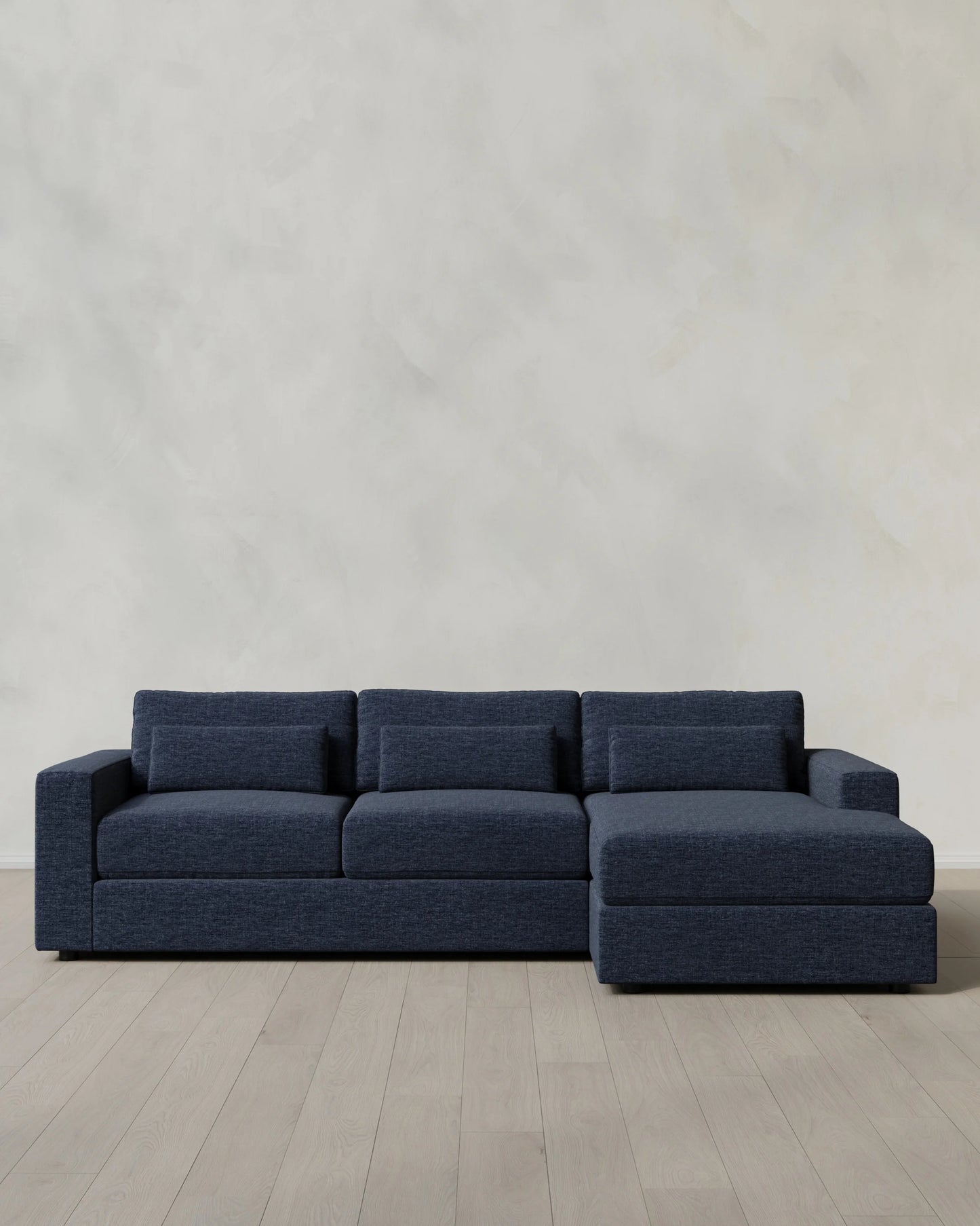 Ashford Deep Seat Chaise Sectional in Performance Chenille Linen Blend - 119" Right Arm / Ink