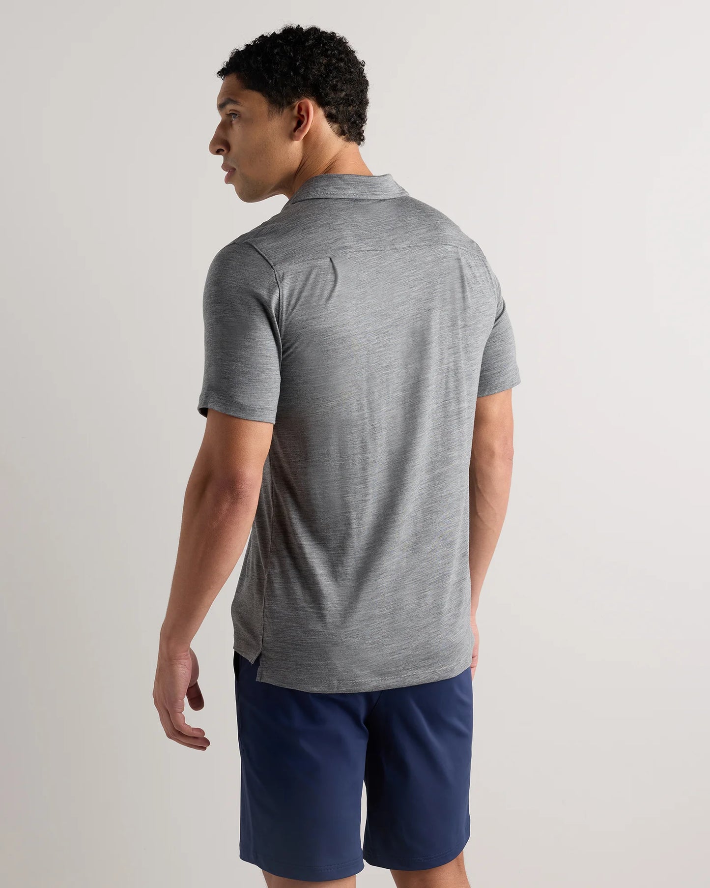 Extra-Fine Australian Merino Polo - XS / Light Blue Heather