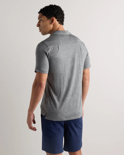 Extra-Fine Australian Merino Polo - XS / Light Blue Heather