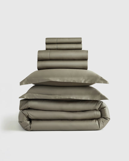 Signature Giza Cotton Sateen Deluxe Bedding Bundle - Twin / Dried Sage