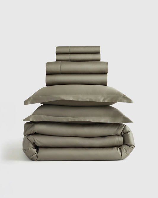 Signature Giza Cotton Sateen Deluxe Bedding Bundle - Twin / Dried Sage