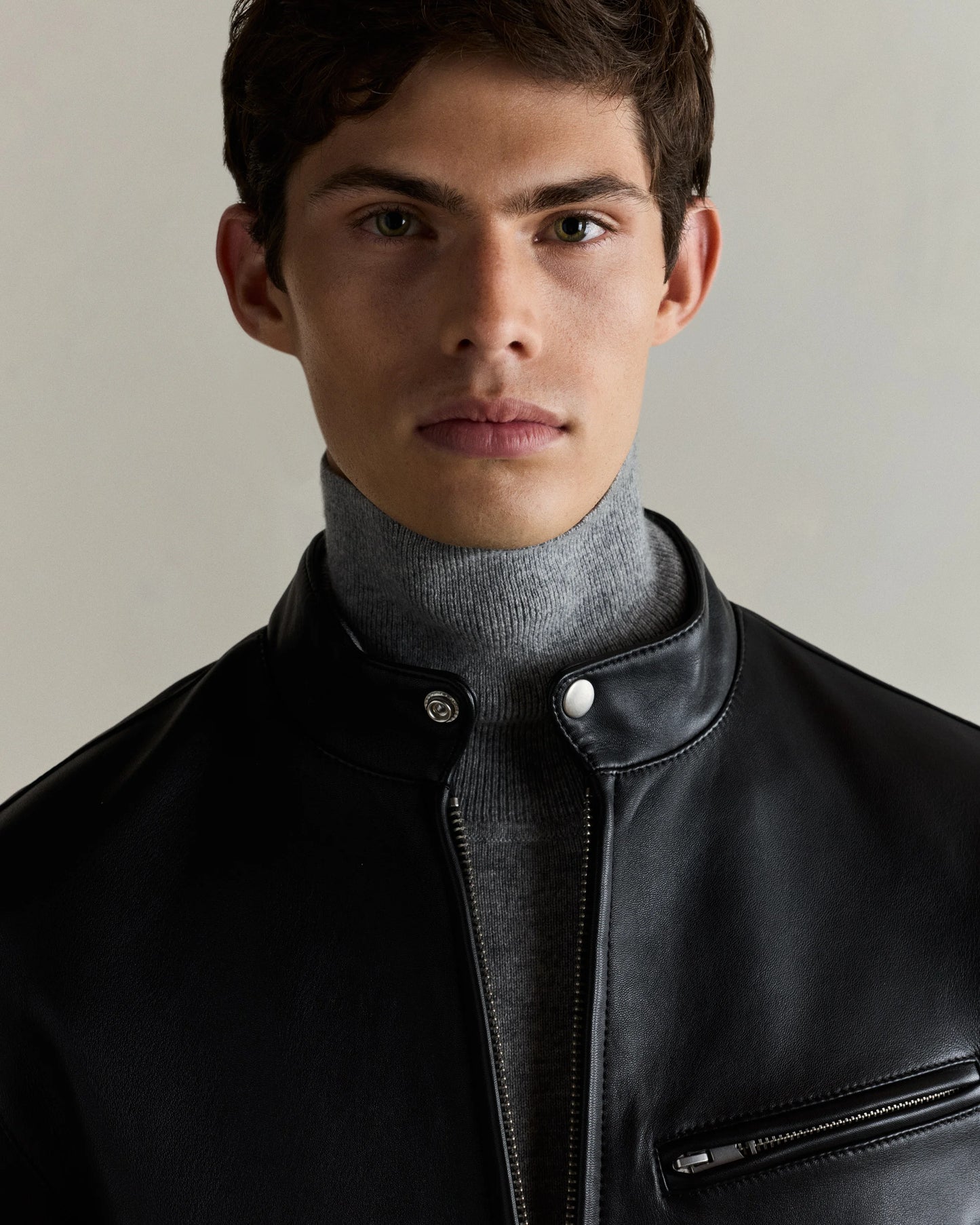 100% Leather Café Racer Jacket - S / Rich Brown