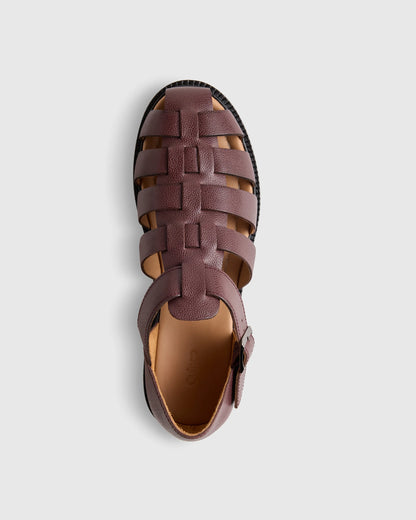 Calfskin Leather Fisherman Sandal - 7 / Black