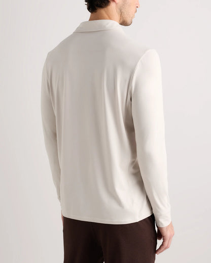 Flowknit Breeze Performance Long Sleeve Polo - XS / Heather Black