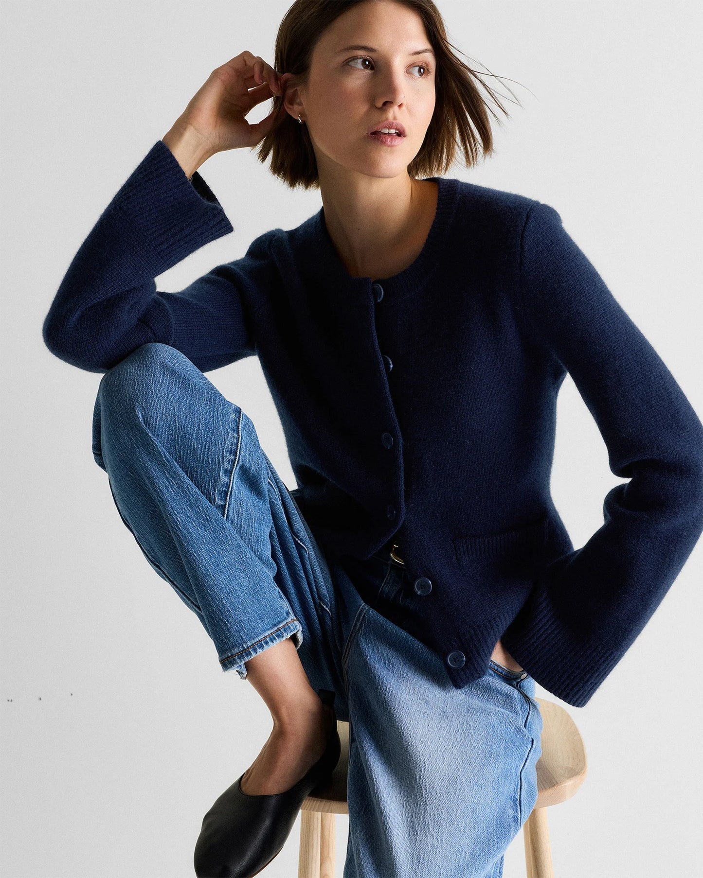 Mongolian Cashmere Structured Cardigan - XS / Oatmeal