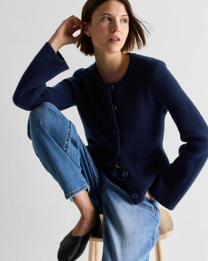 Mongolian Cashmere Structured Cardigan - XS / Oatmeal