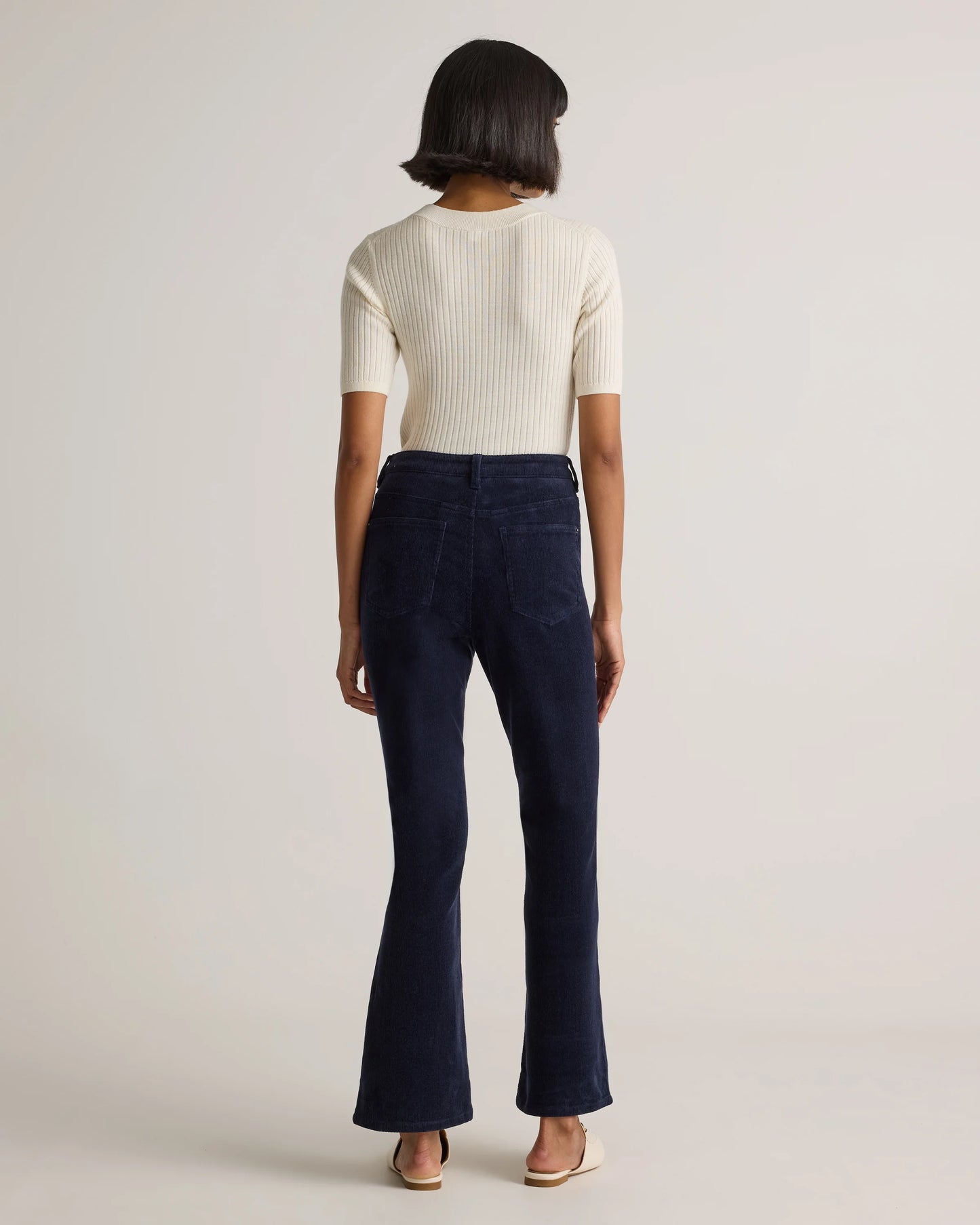 Organic Stretch Corduroy Flare Pants - 0 / Black