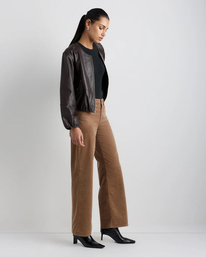 Organic Stretch Corduroy Wide Leg Pants - 0 / Black