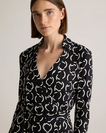 100% Silk Jersey Mini Wrap Dress - XS / Evergreen