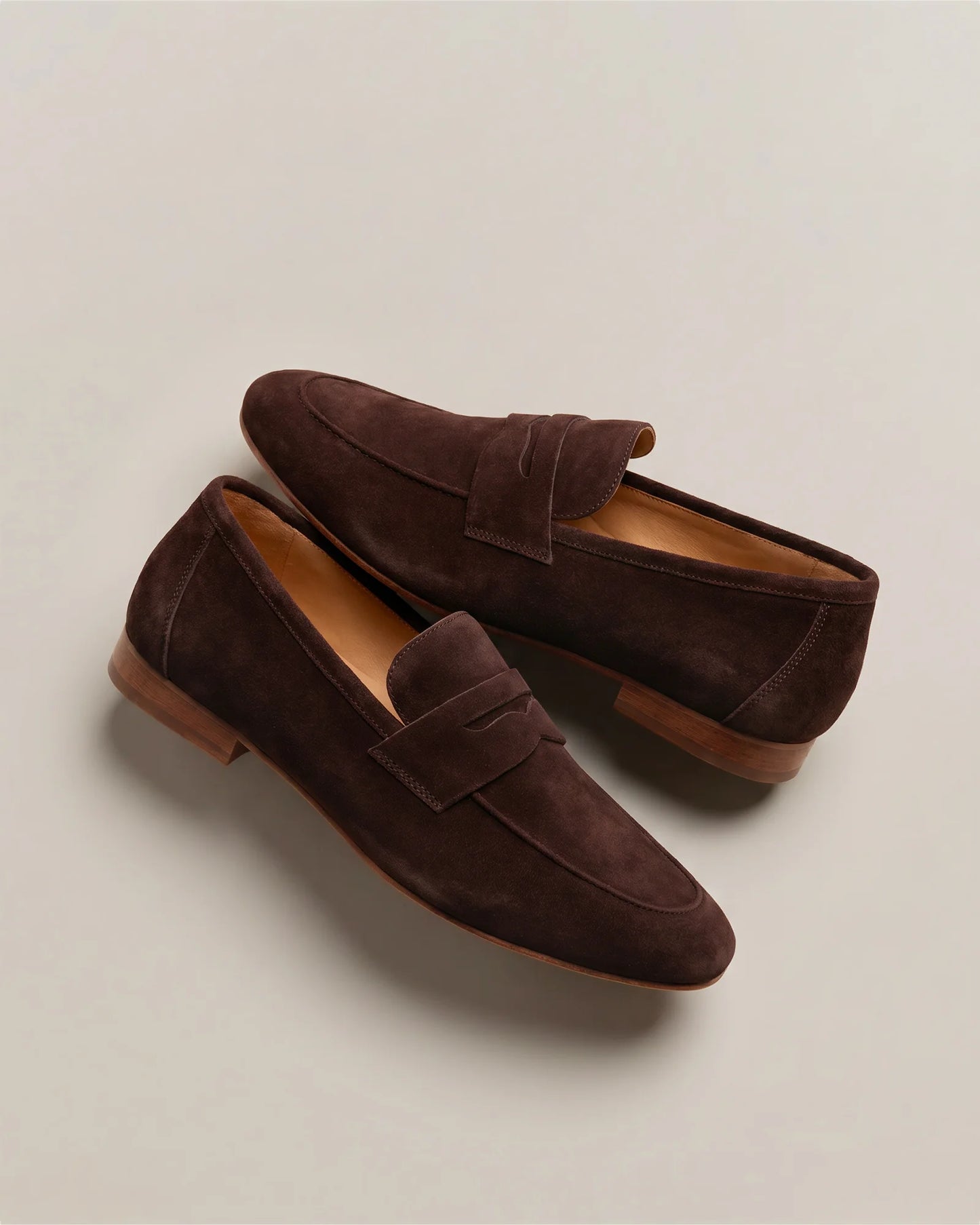 Italian Suede Penny Loafer - 5 / Almond