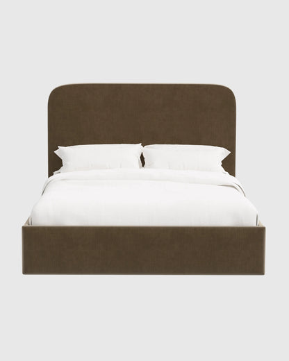Curved Bed in Performance Velvet - Full / Walnut