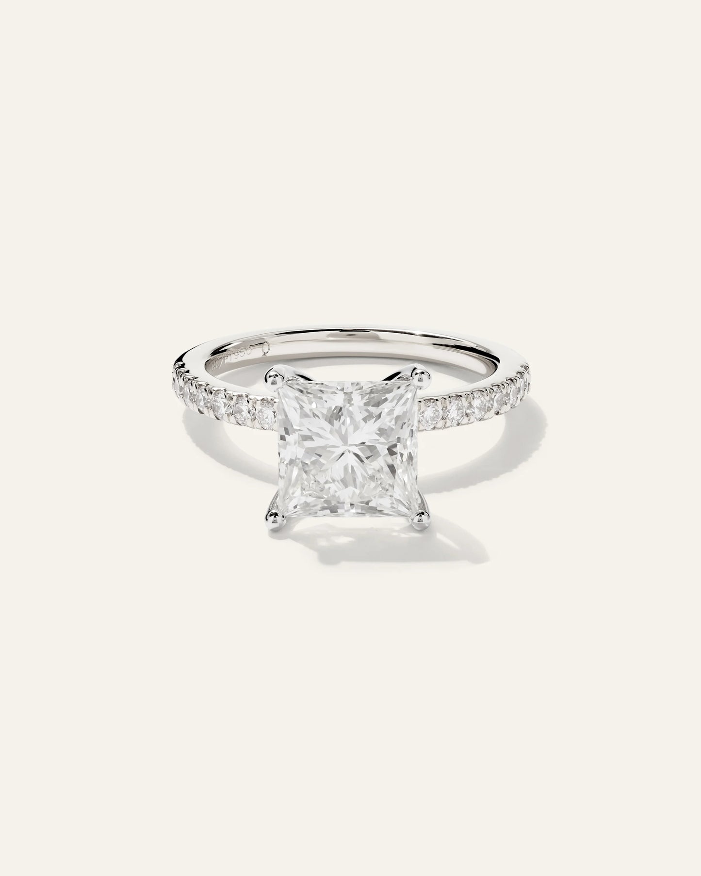 Lab Grown Diamond Princess Petite Pave Engagement Ring - 3ct - 4 / Yellow Gold