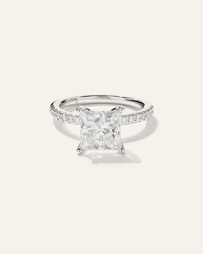 Lab Grown Diamond Princess Petite Pave Engagement Ring - 3ct - 4 / Yellow Gold