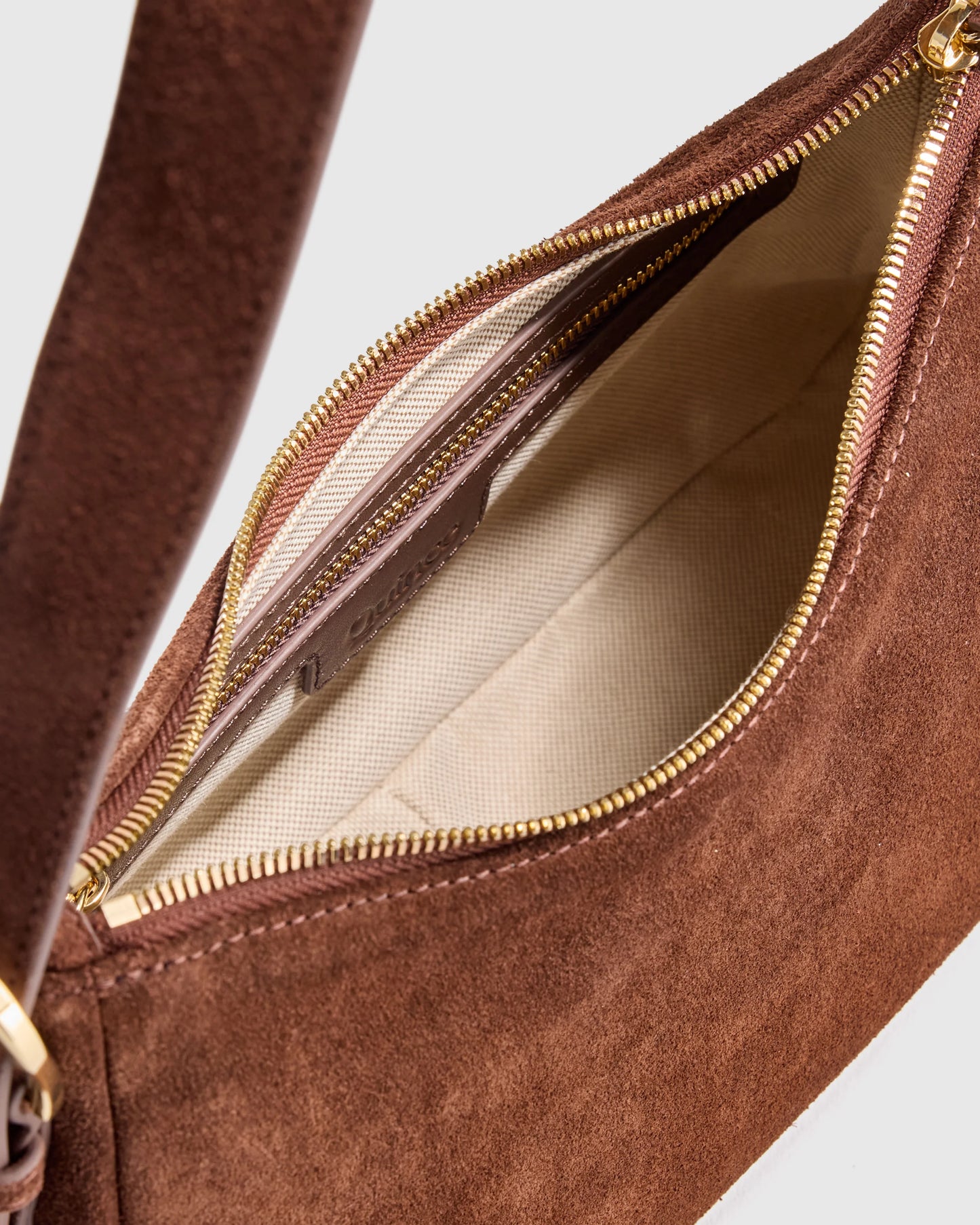 Italian Suede Small Shoulder Bag - One Size / Chocolate Brown