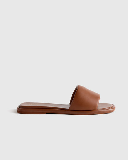 Italian Leather Slide Sandal - 5 / Bone