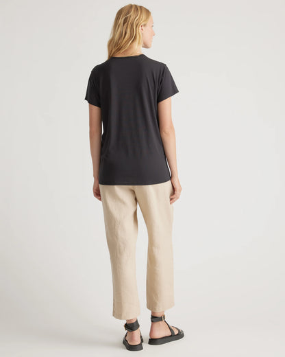 Cotton Modal Maternity Crew Neck Tee (2-pack) - XS / Black/Redwood Brown
