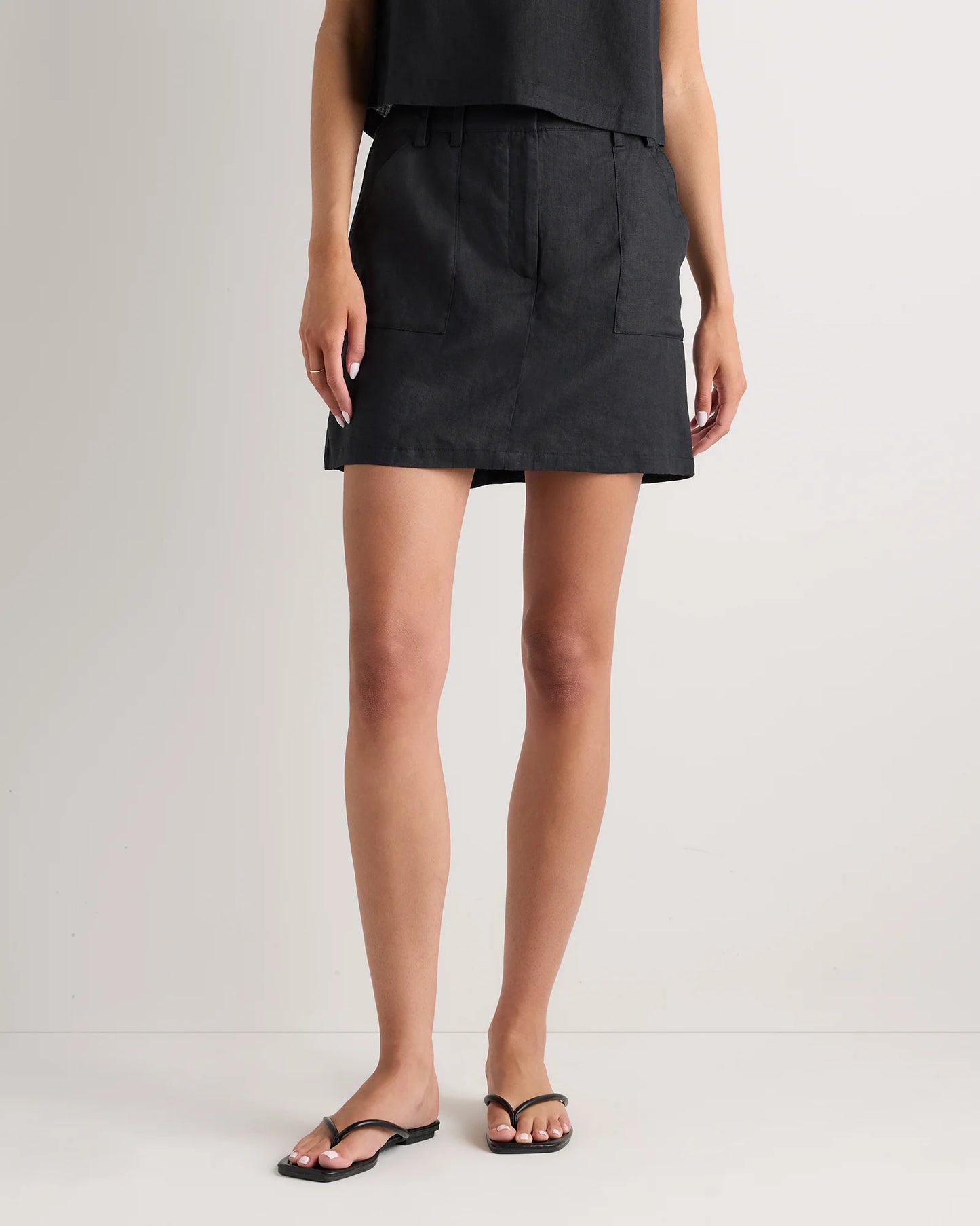 100% European Linen Utility Skort - XS / Bayberry Olive