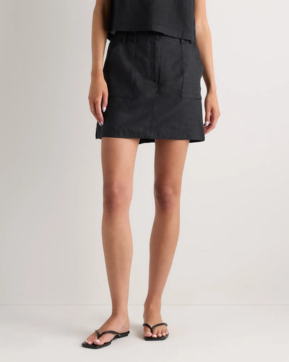 100% European Linen Utility Skort - XS / Bayberry Olive