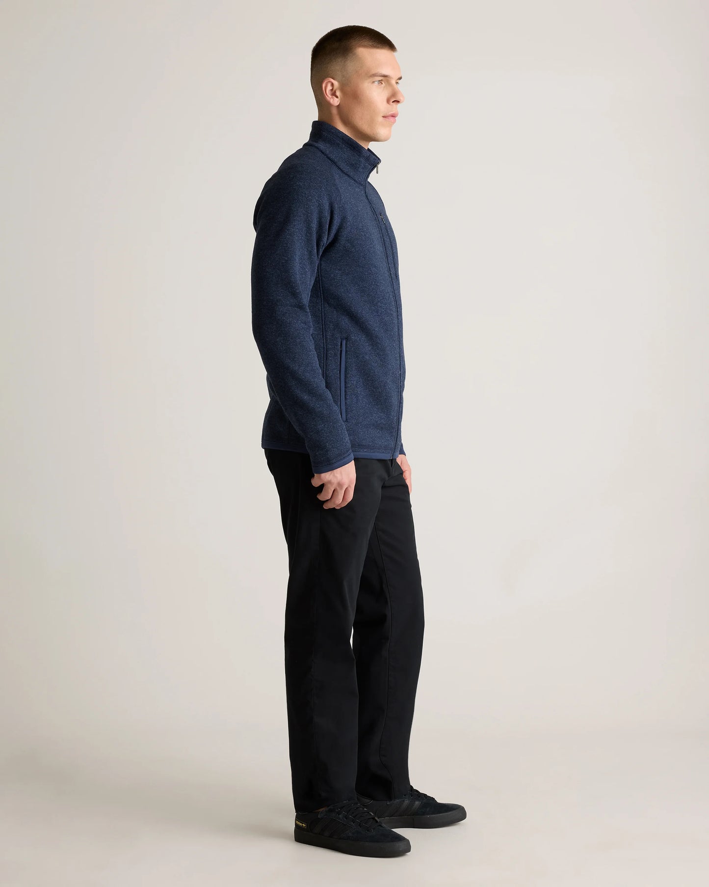 Sweater-Knit Fleece Full-Zip Jacket - XS / Heather Mineral Green