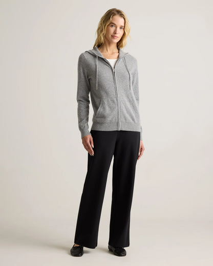 Mongolian Cashmere Full-Zip Hoodie - XS / Heather Grey