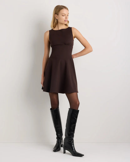 Organic Stretch Jersey Drop Waist Mini Dress - XS / Espresso