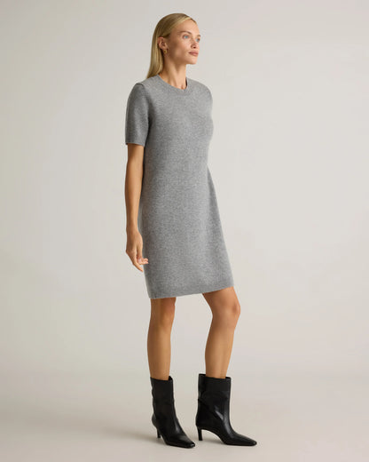 Mongolian Cashmere Short Sleeve Mini Dress - XS / Faded Denim