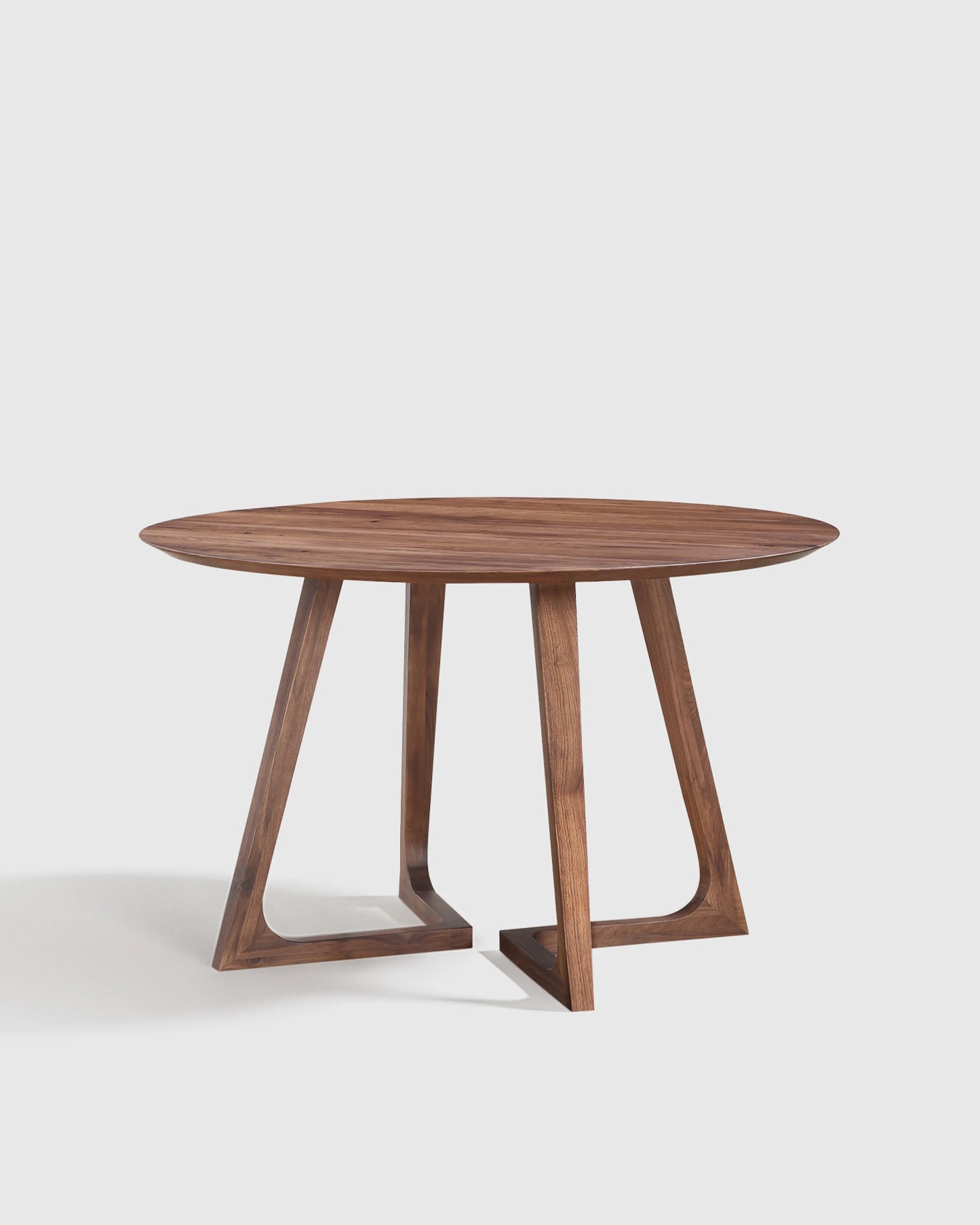 Solid Wood Midcentury Round Dining Table - One Size / Brown Walnut