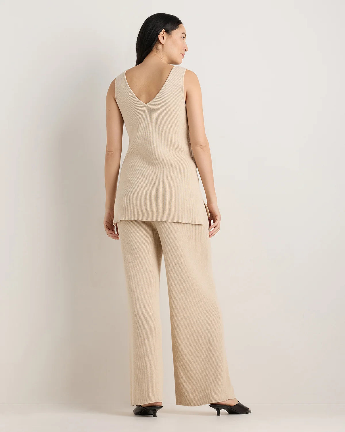 Cotton Cashmere Maternity and Nursing V-Neck Tank - XS / Mocha Heather