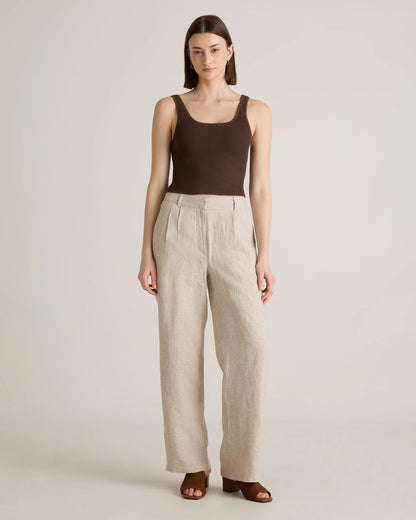 100% European Linen Pleated Trouser - 0 / Bayberry Olive
