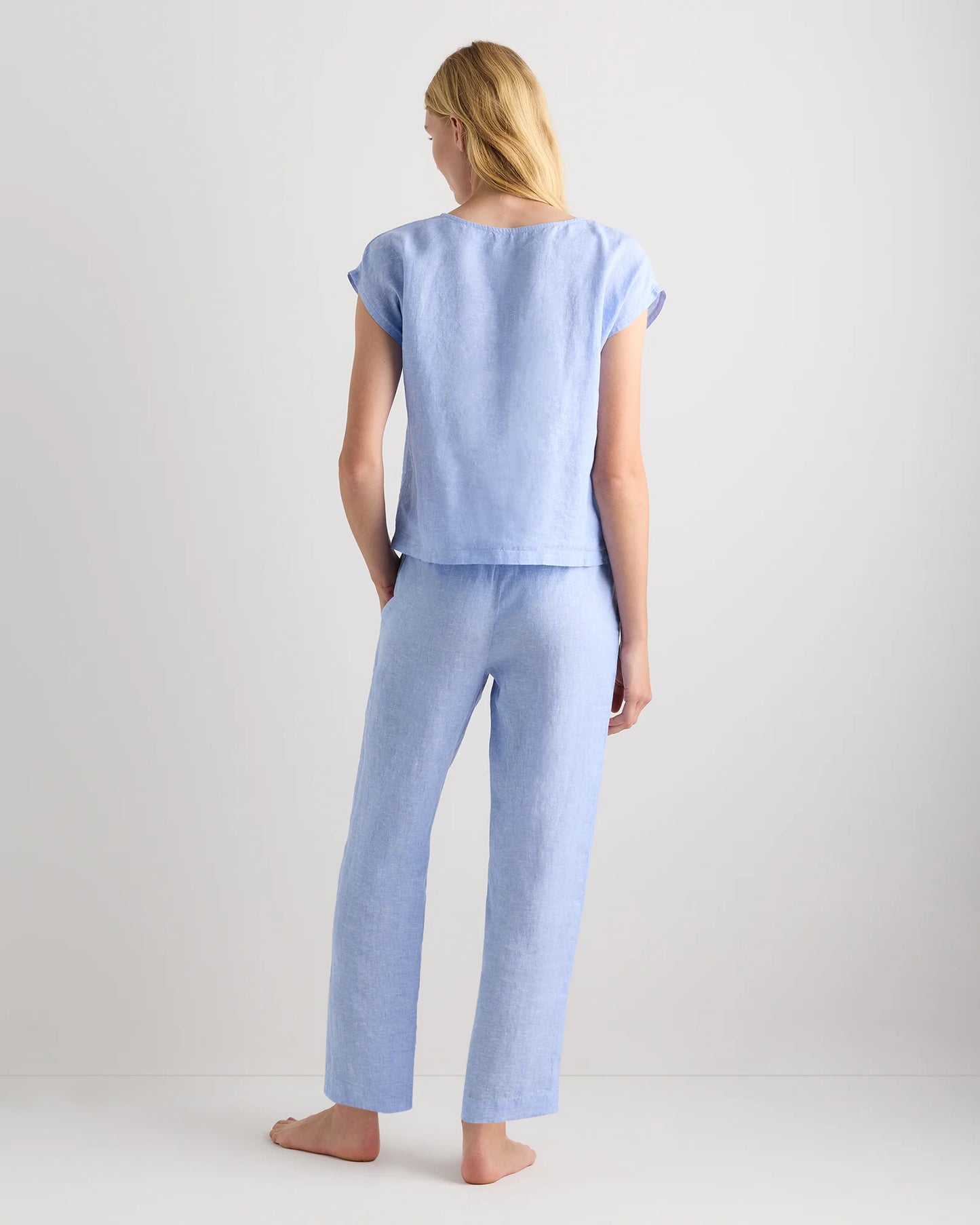 100% European Linen Pajama Set - XS / French Blue