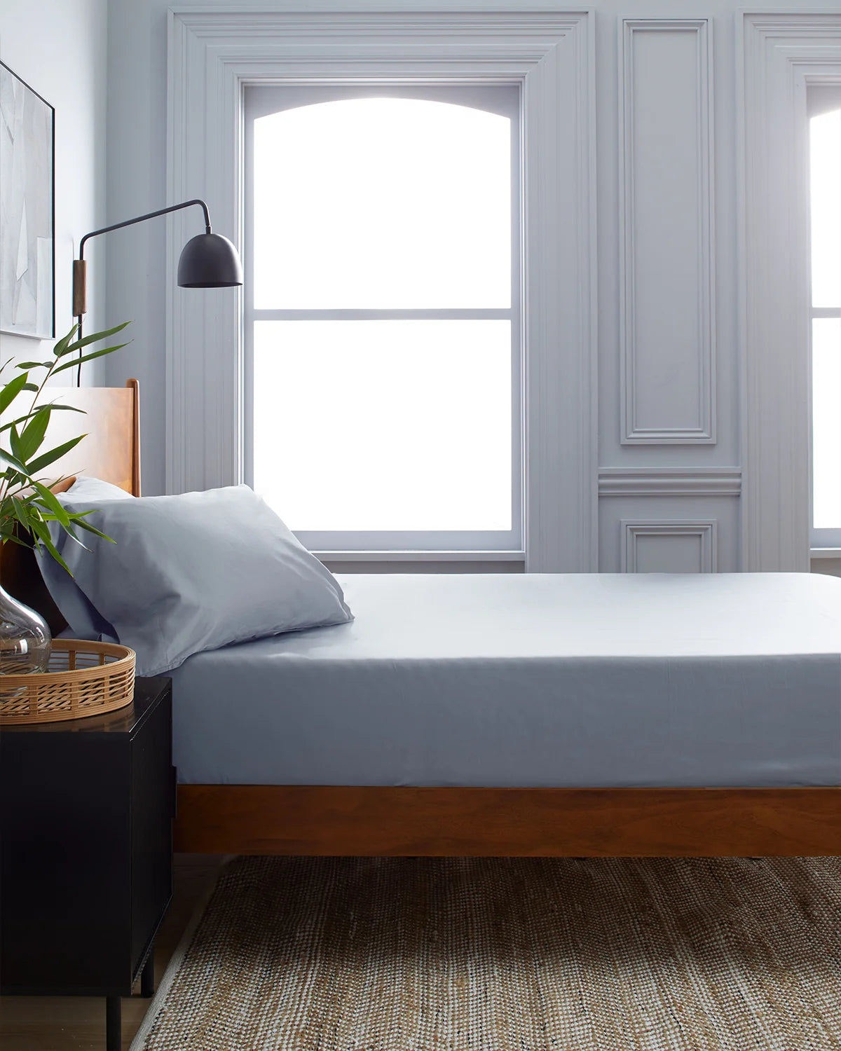 Luxury Organic Sateen Fitted Sheet Set - Cal King / Light Blue