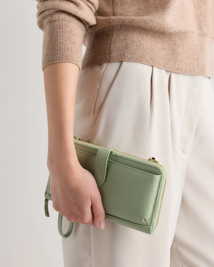 Italian Leather Phone Wallet Crossbody - One Size / Cognac
