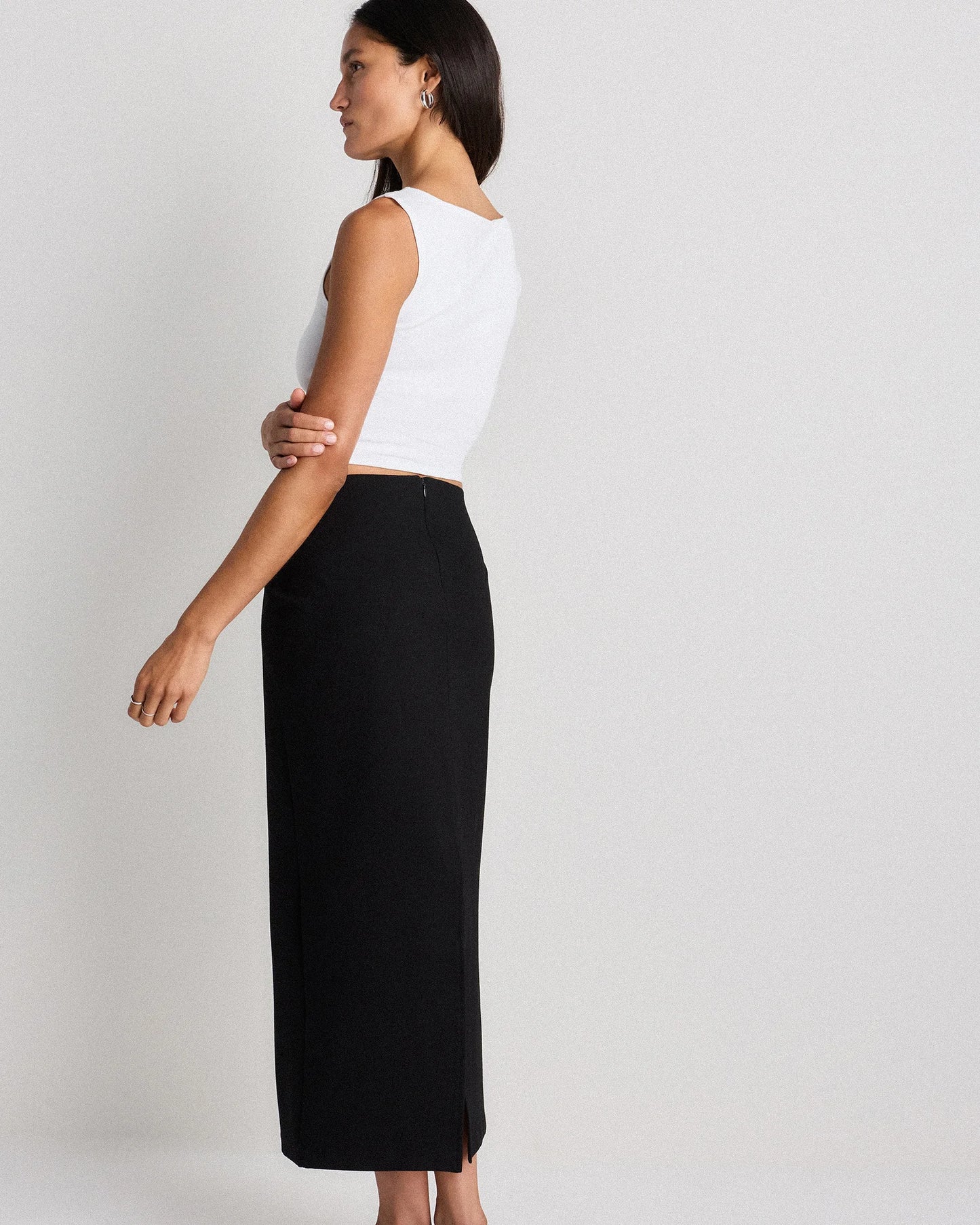 Ultra-Stretch Ponte Maxi Pencil Skirt - XS / Navy