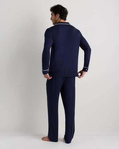 Bamboo Jersey Long Sleeve Pajama Set - S / Deep Navy