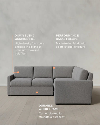 Brennan L Sectional in Performance Basketweave - 99x99 / Flax