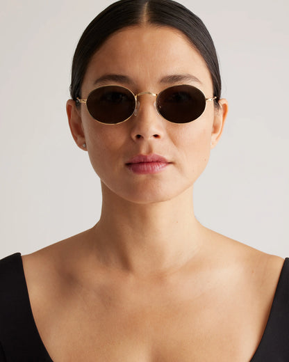 Venice Polarized Stainless Steel Sunglasses - Standard / Gold with Green lens