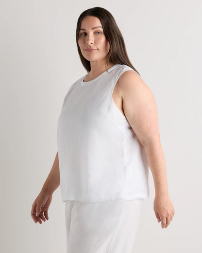 100% European Linen Tank - 1X / White