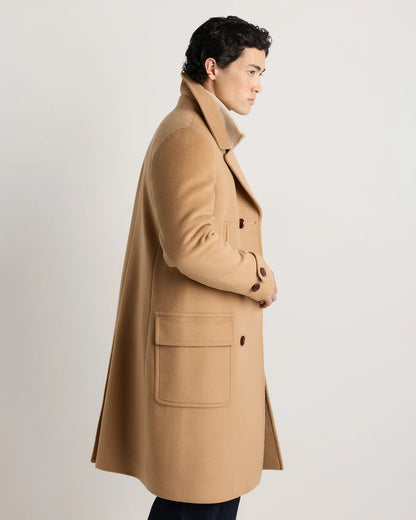 Wool Cashmere Double-Breasted Officer Topcoat - S / Heather Charcoal