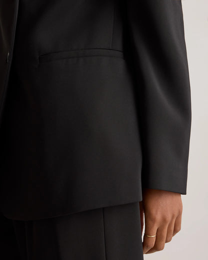 Stretch Crepe Relaxed Double-Breasted Blazer - XS / Sand