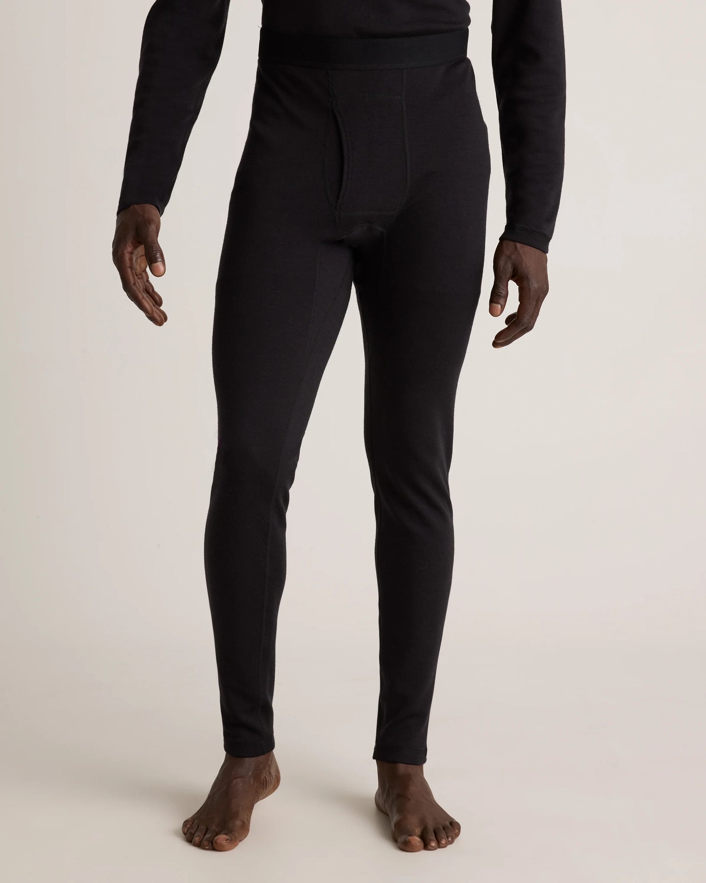 100% Merino Wool Cold Weather Base Layer Bottoms - S / Black