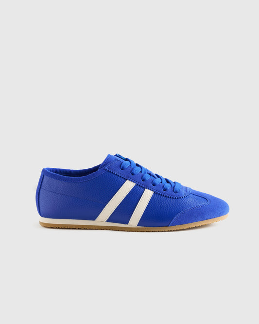 Italian Leather & Suede Low Profile Sneaker - 5 / Electric Blue