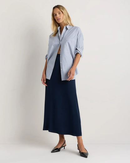 Lightweight Crepe Slip Skirt - XS / Moonstone Blue