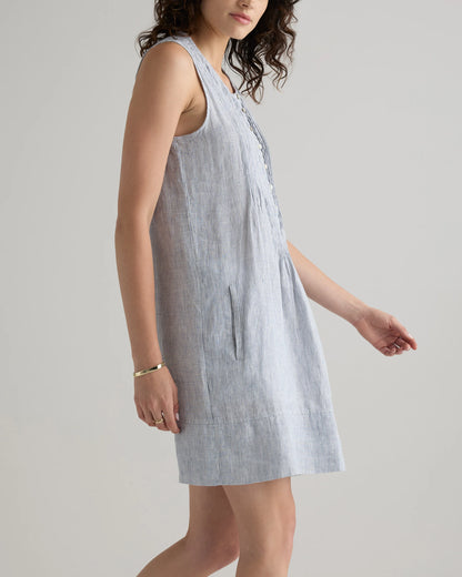 100% European Linen Sleeveless Swing Dress - XS / Classic Mini Gingham