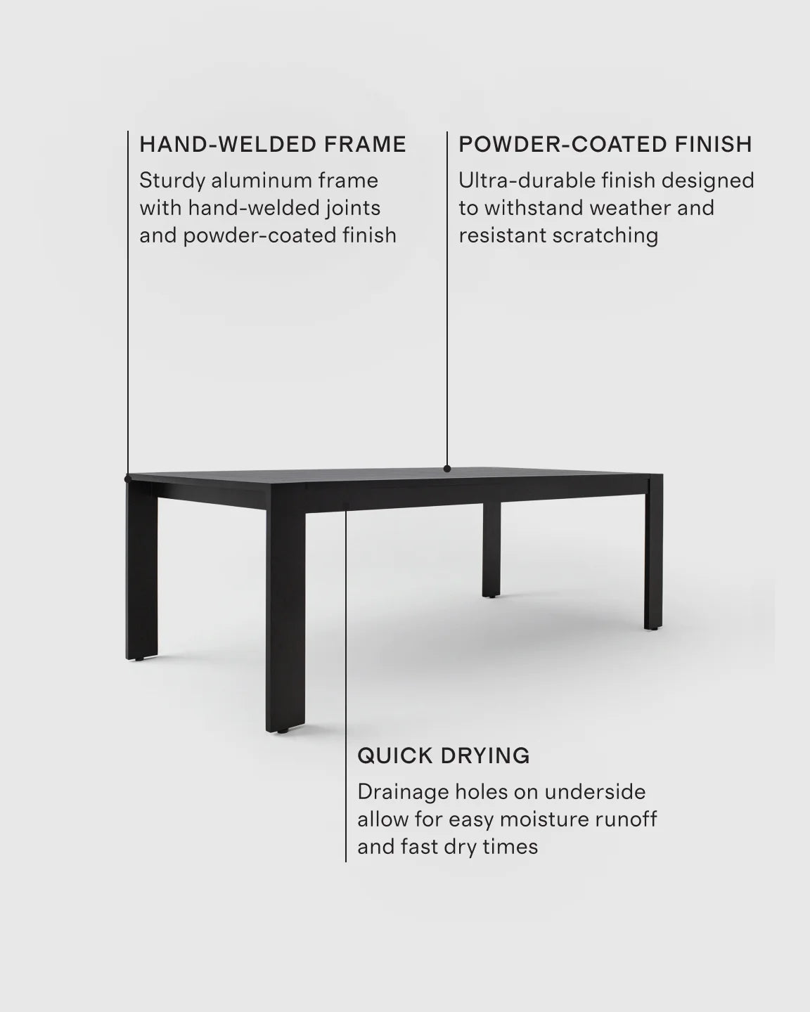Linear Aluminum Outdoor Dining Table - 72" / Dark Charcoal