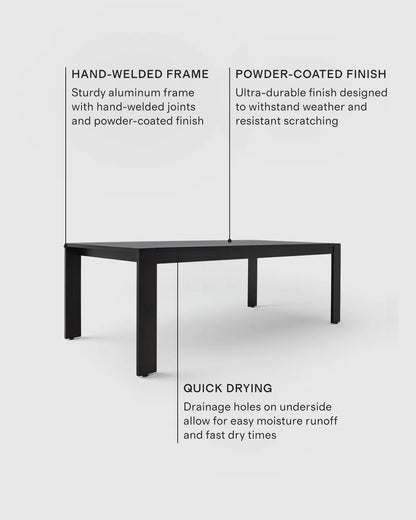 Linear Aluminum Outdoor Dining Table - 72" / Dark Charcoal